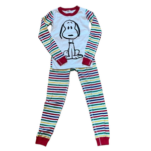Hanna Andersson Snoopy Striped Pajama Set - Red and Multicolor